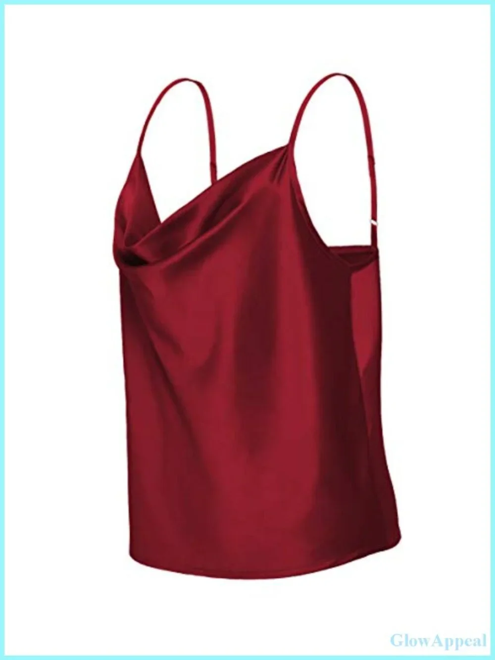 Silky Satin Cowl Neck Camisole Tank Top Spaghetti Strap Sleeveless Blouse